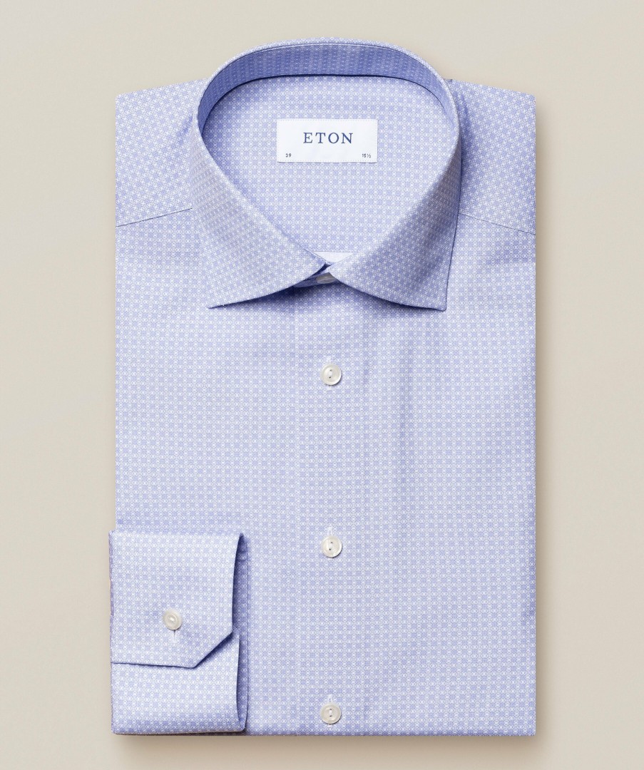 Man Eton Skjortor | Geometric Poplin Slim