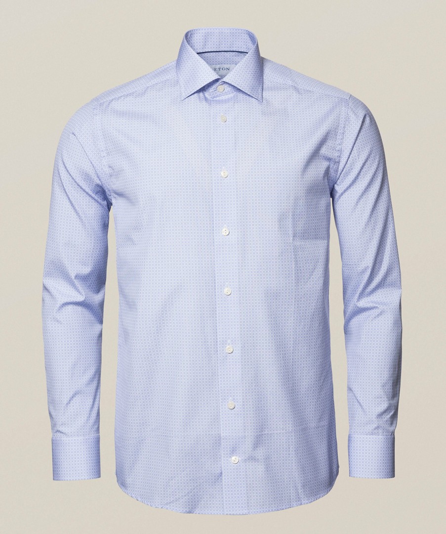 Man Eton Skjortor | Geometric Poplin Slim