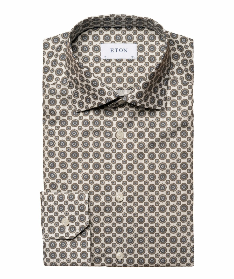 Man Eton Skjortor | Gemoetric Print Slim Shir