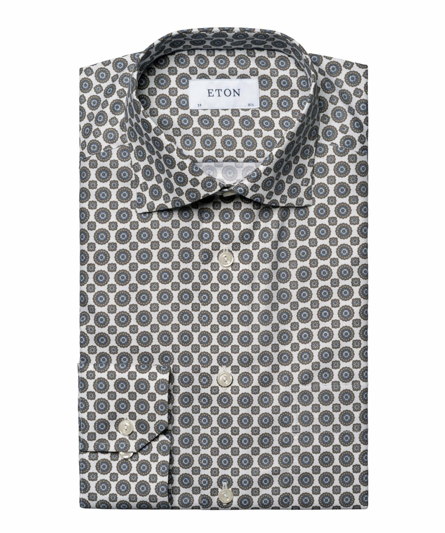 Man Eton Skjortor | Gemoetric Print Slim Shir