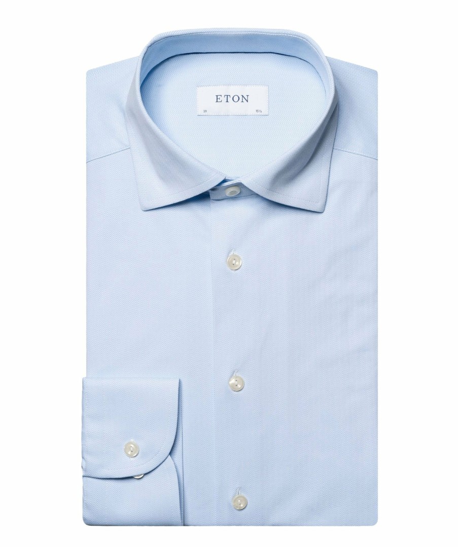 Man Eton Skjortor | Herringbone Stretch Shirt