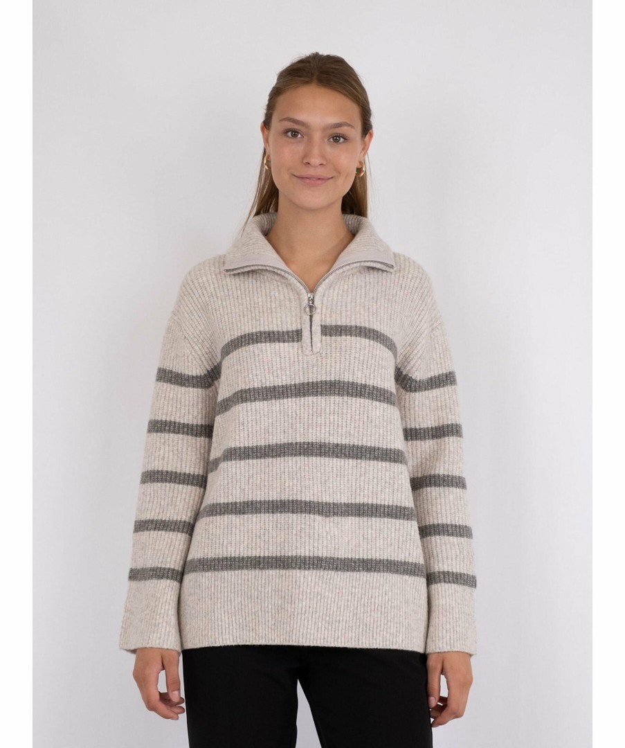 Kvinna Neo Noir Trojor & Hoodies | Nevena Half Zip Knit