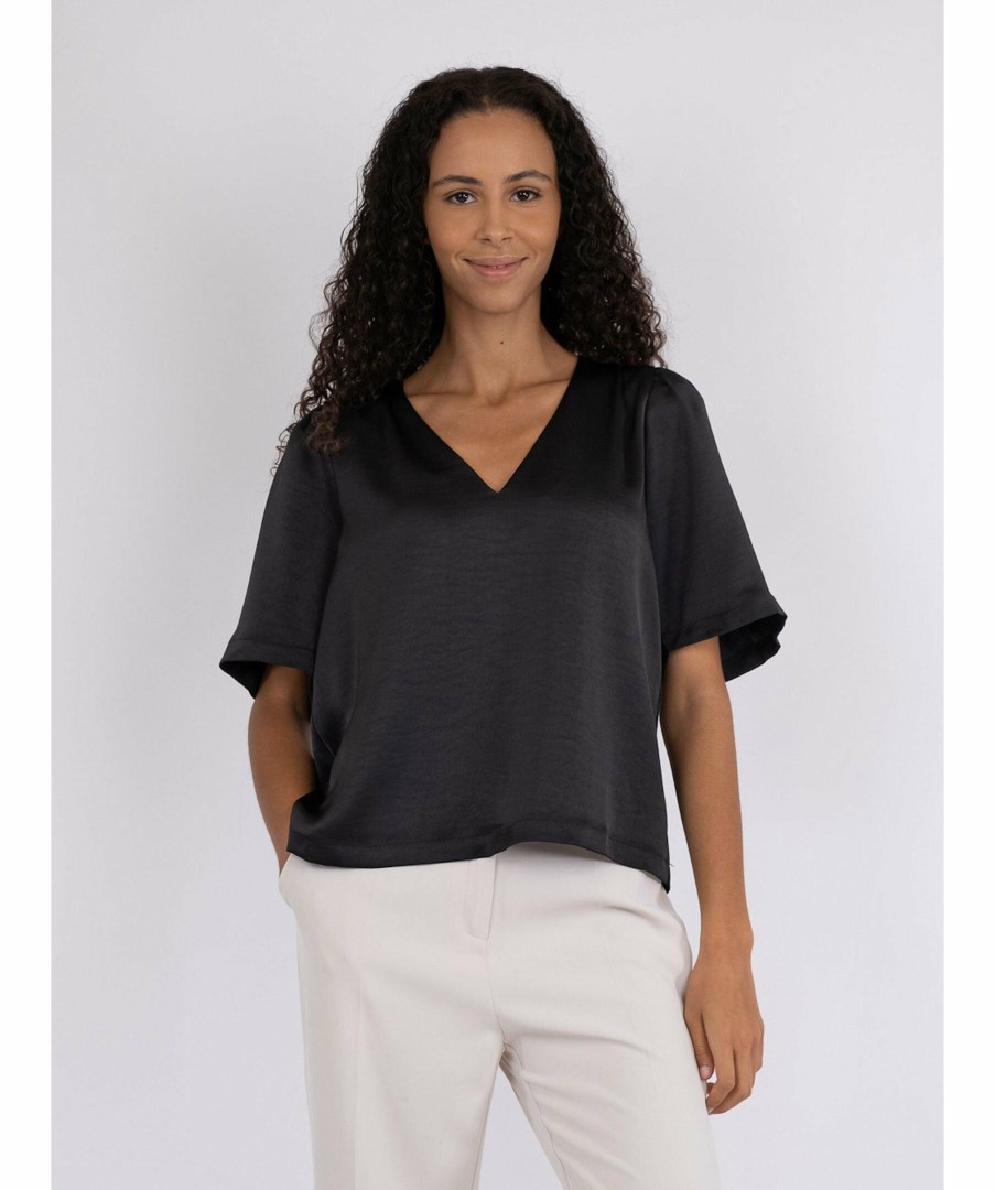 Kvinna Neo Noir Blusar | Largo Heavy Sateen Blouse