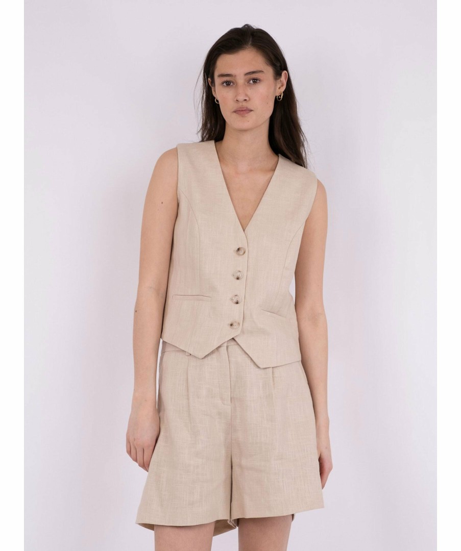 Kvinna Neo Noir Vastar | Vendetta Heavy Linen Vest