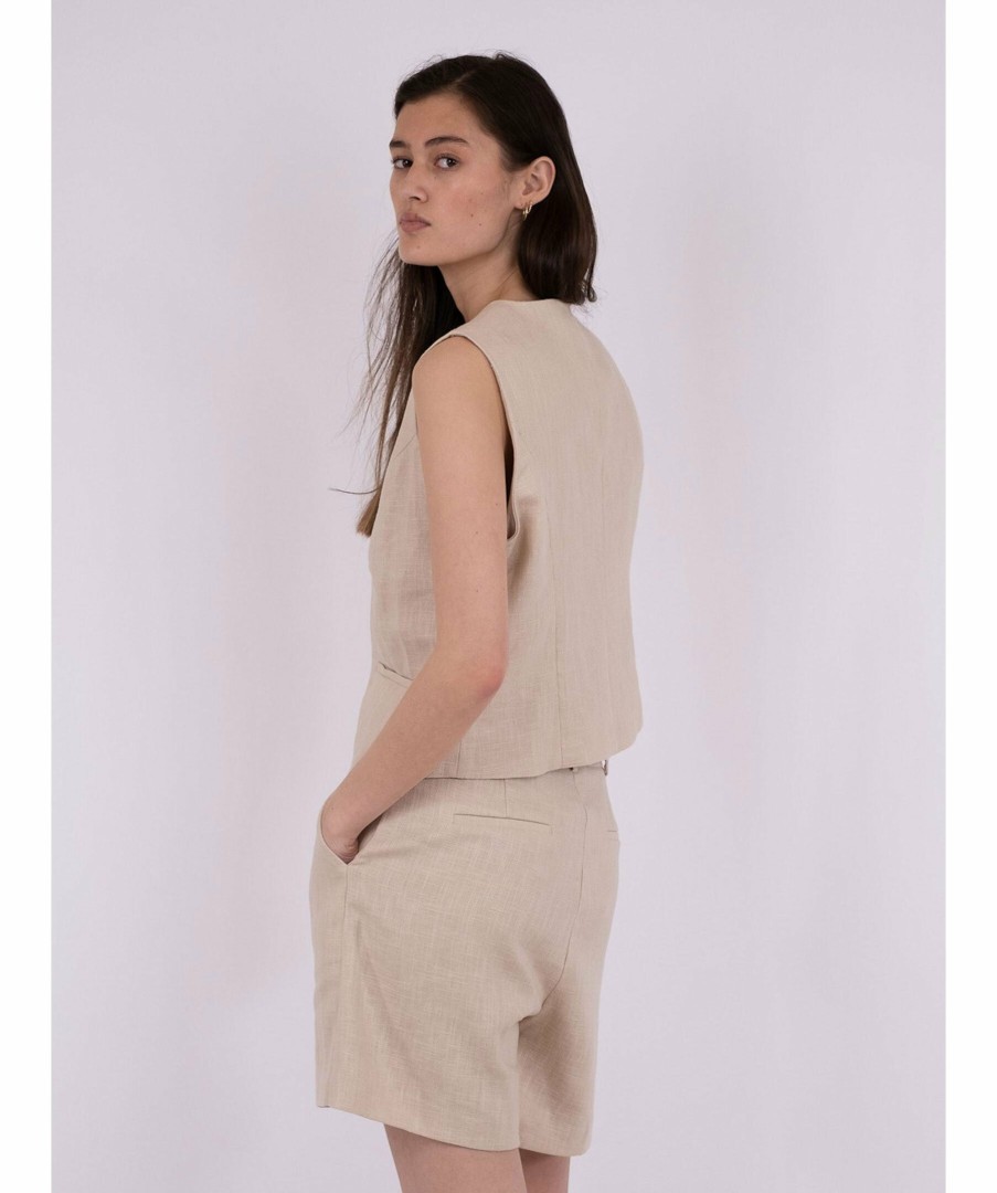 Kvinna Neo Noir Vastar | Vendetta Heavy Linen Vest