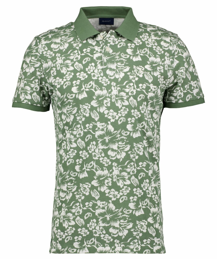 Man Gant Piketrojor | Floral Print Ss Pique