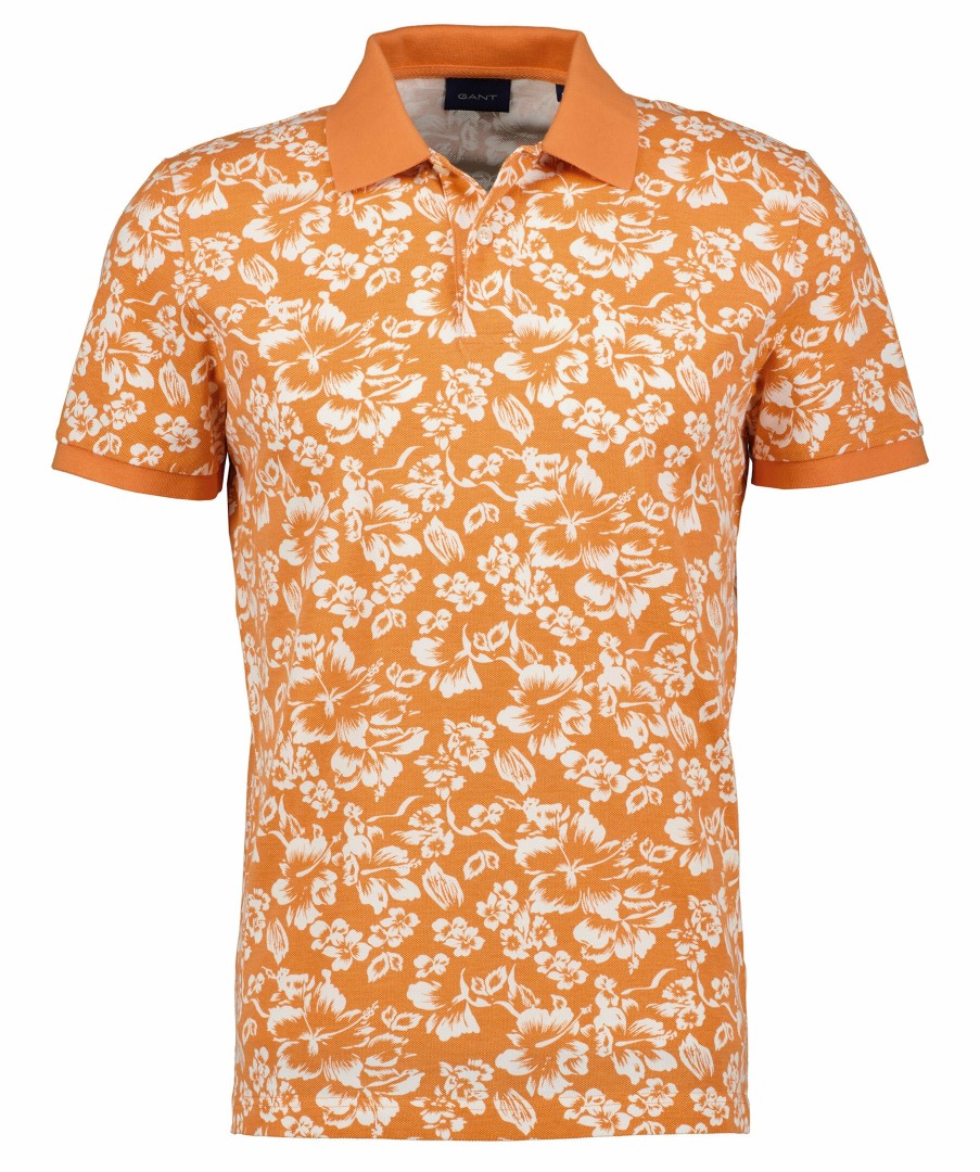 Man Gant Piketrojor | Floral Print Ss Pique