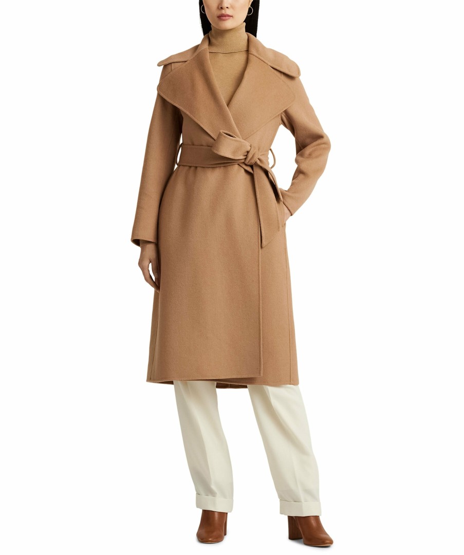 Kvinna Lauren Ralph Lauren Kappor | Double Fc Wrap Wool Coat