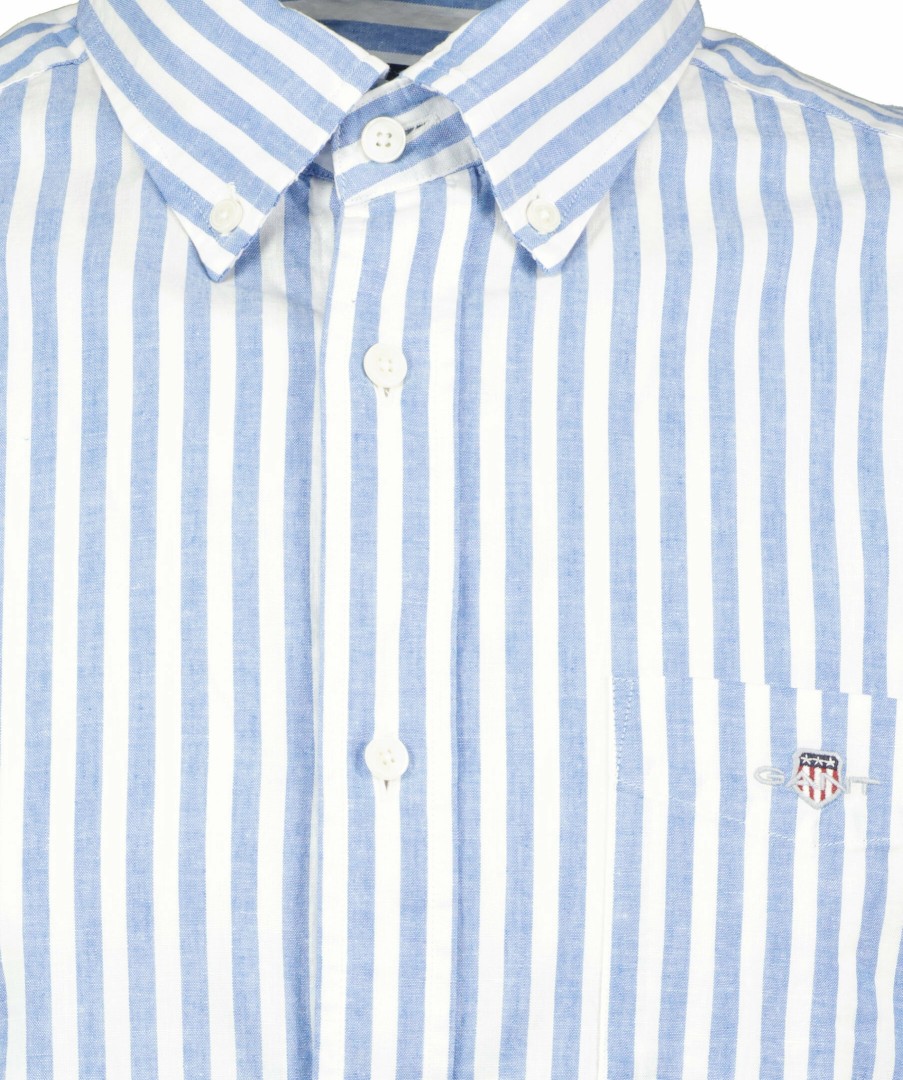 Man Gant Skjortor | Reg Cotton Linen Shirt