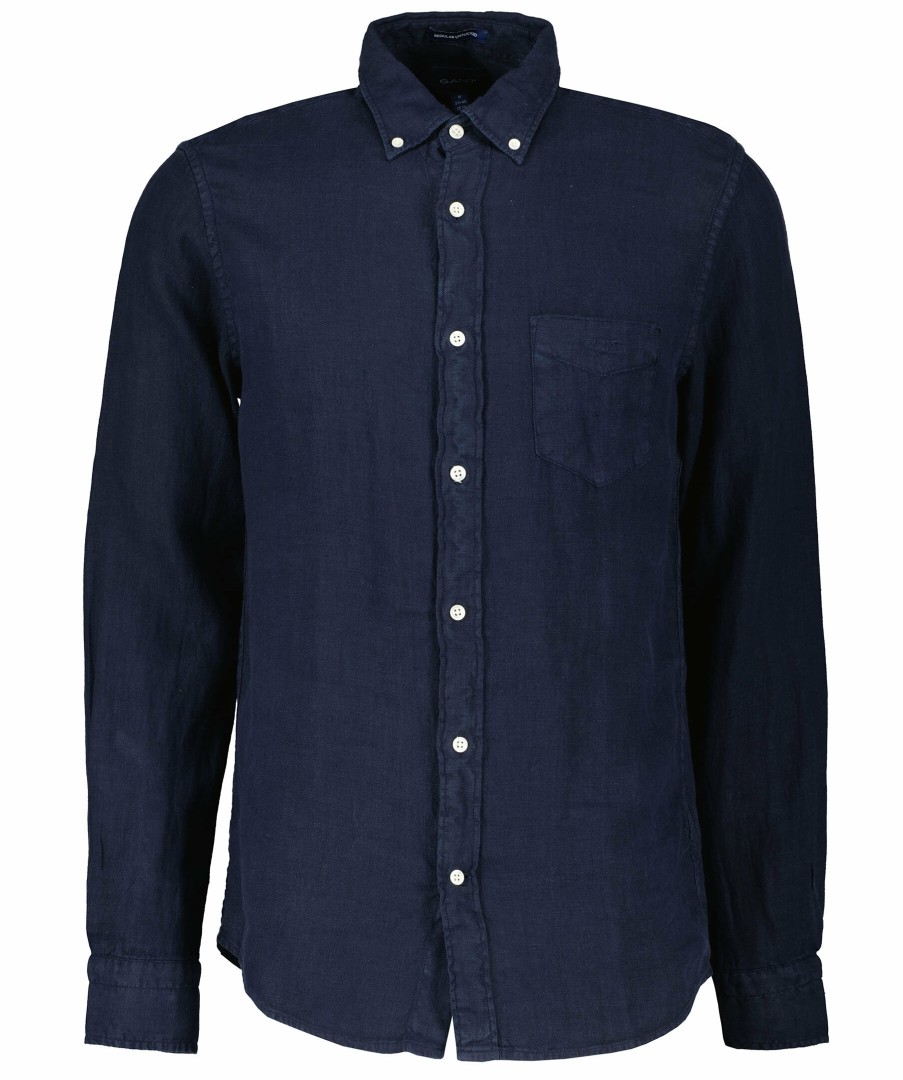 Man Gant Skjortor | Reg Gmnt Dyed Linen Shirt