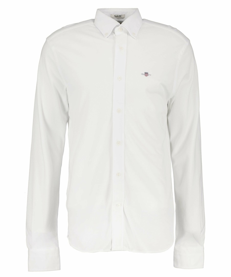 Man Gant Skjortor | Reg Jersey Pique Shirt