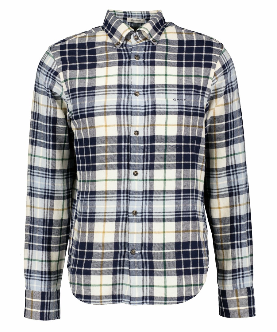 Man Gant Skjortor | Reg Plaid Flannel Check