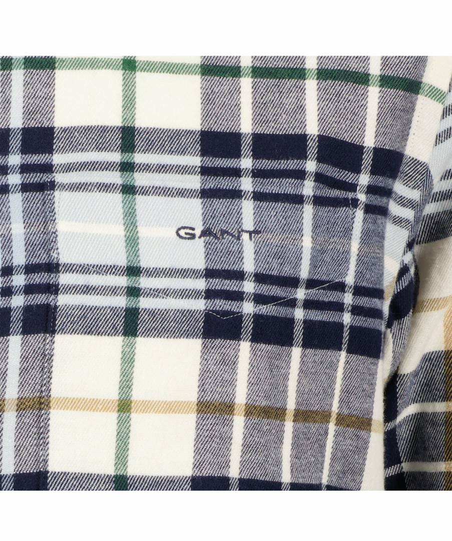 Man Gant Skjortor | Reg Plaid Flannel Check