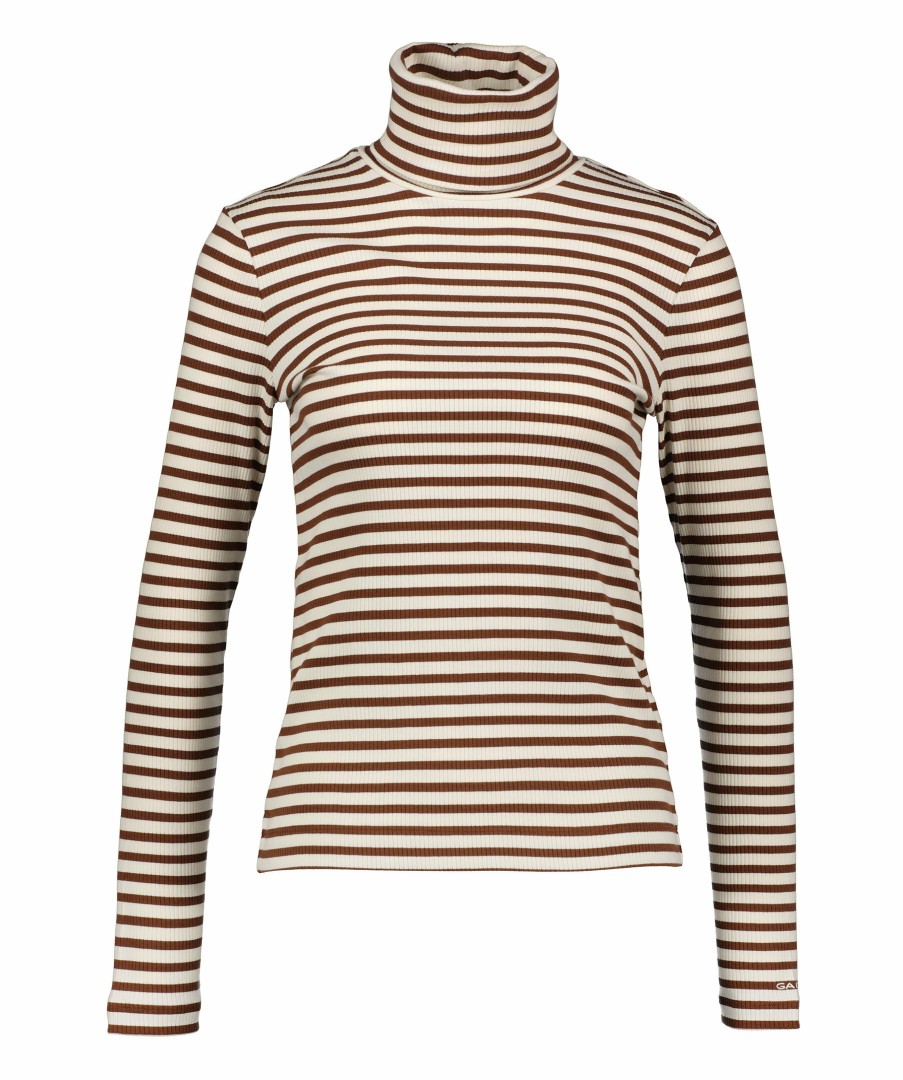 Kvinna Gant Trojor & Hoodies | Slim Rib Turtleneck Top