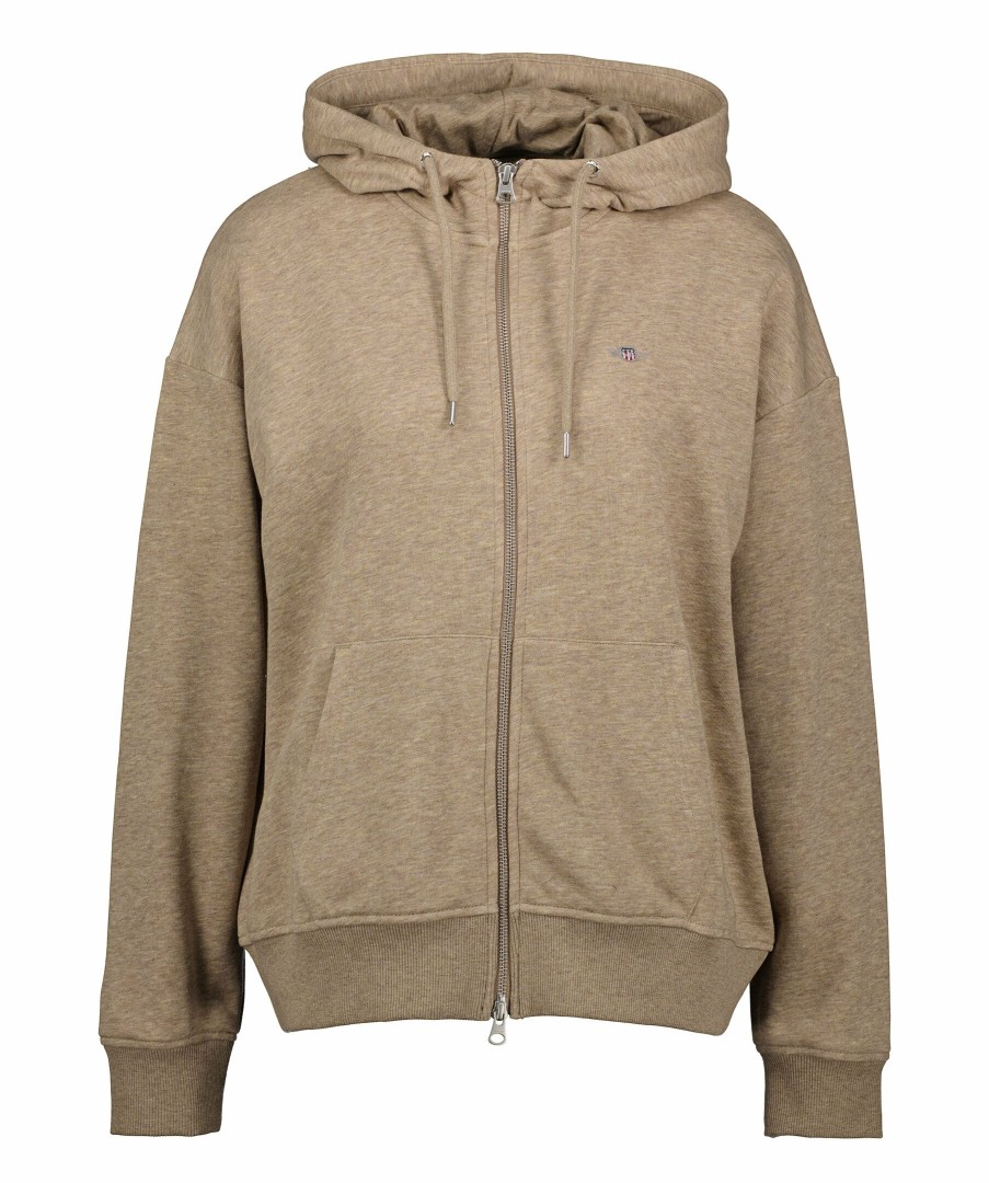 Kvinna Gant Trojor & Hoodies | Rel Shield Zip Hoodie