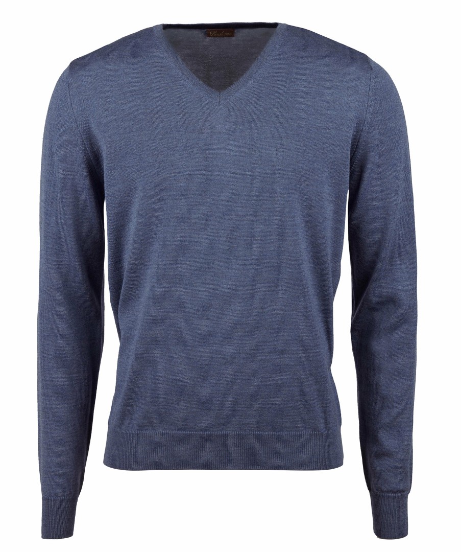 Man Stenströms Trojor & Hoodies | Merino V-Neck Knit Patch