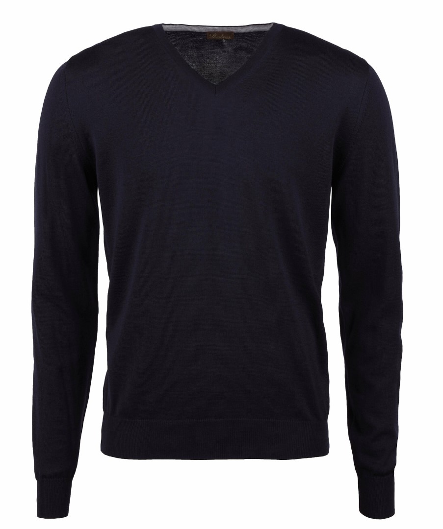 Man Stenströms Trojor & Hoodies | Merino V-Neck Knit Patch