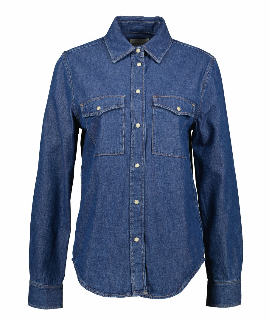 Kvinna Gant Skjortor | Regular Denim Shirt