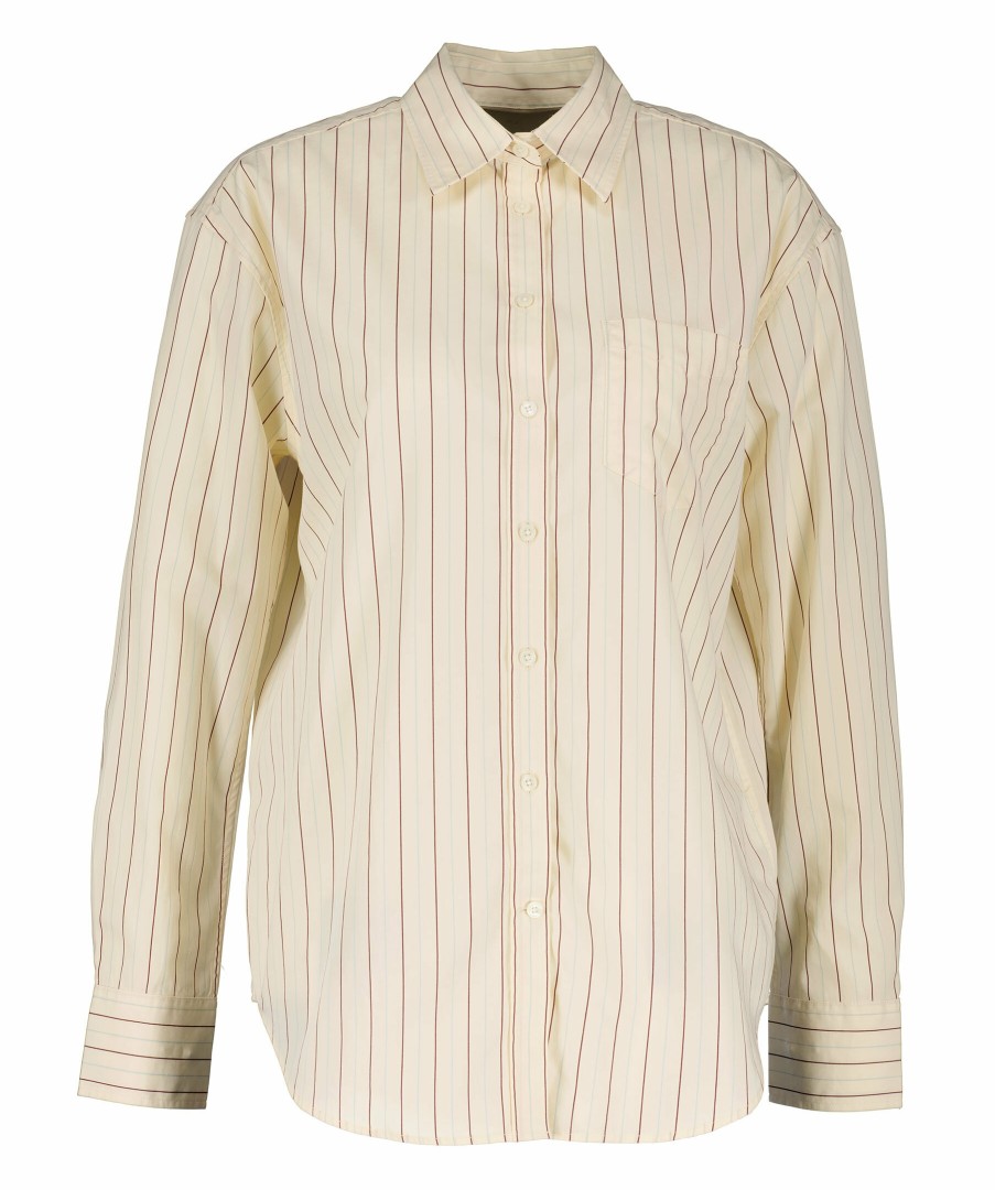 Kvinna Gant Skjortor | Rel Striped Poplin Shirt