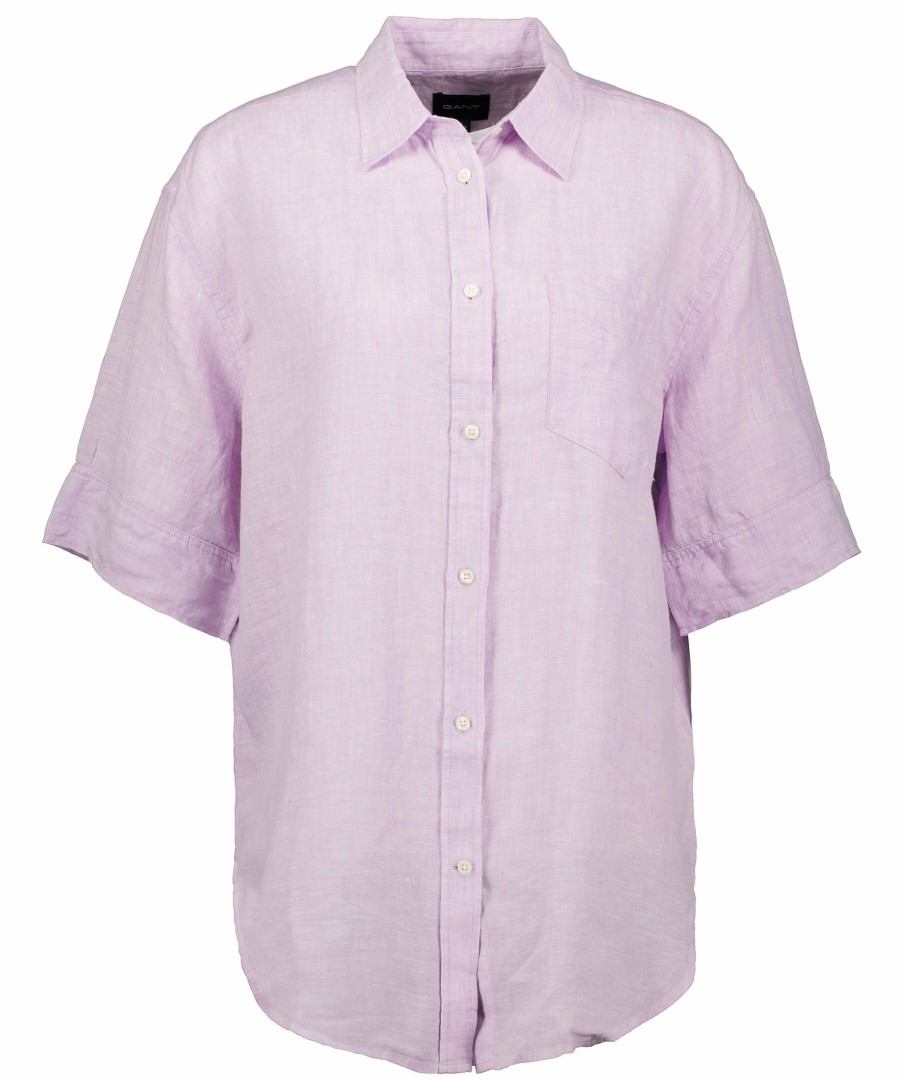 Kvinna Gant Skjortor | Ss Linen Chambrey Shirt