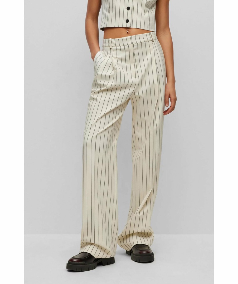 Kvinna HUGO Byxor | Havira Pinstripe Pant