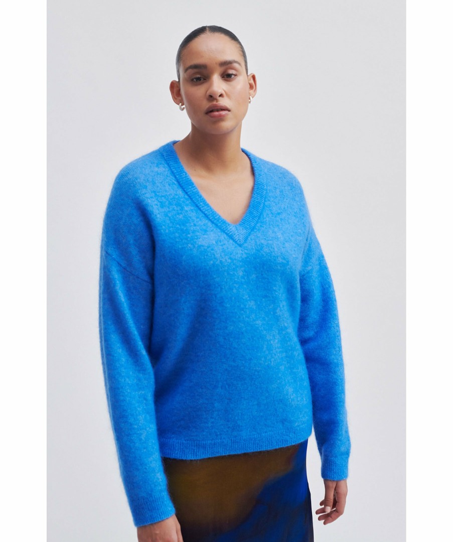 Kvinna Second Female Trojor & Hoodies | Brook V-Neck Knit