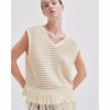 Kvinna Second Female Blusar | Mantova Fringe Knit Top