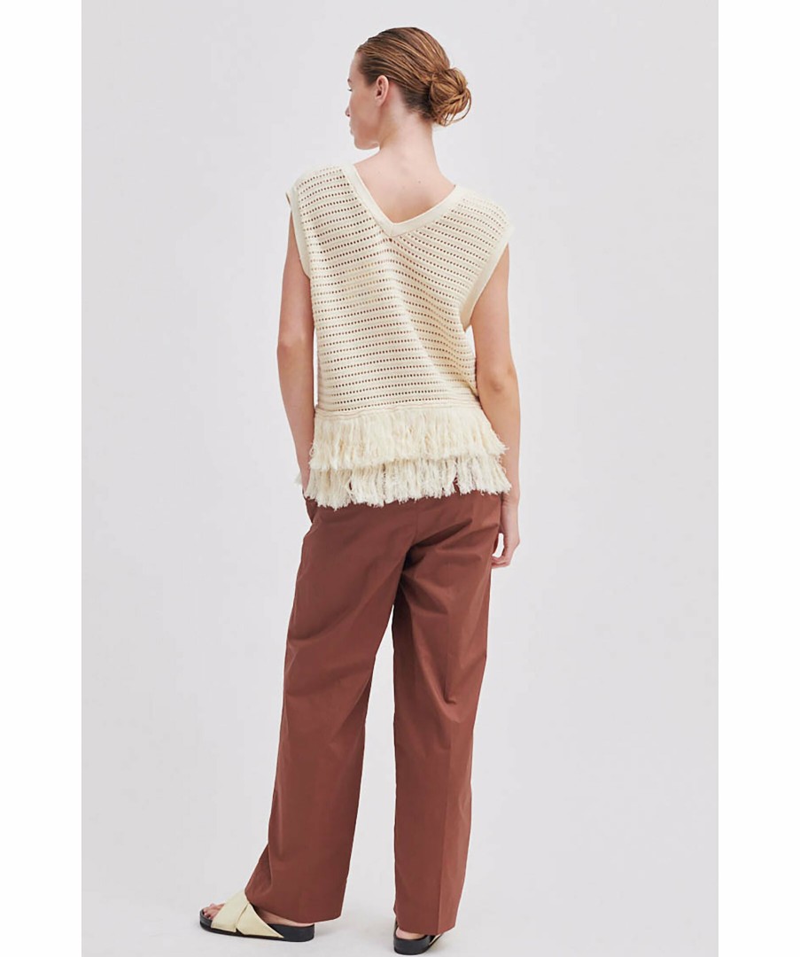 Kvinna Second Female Blusar | Mantova Fringe Knit Top