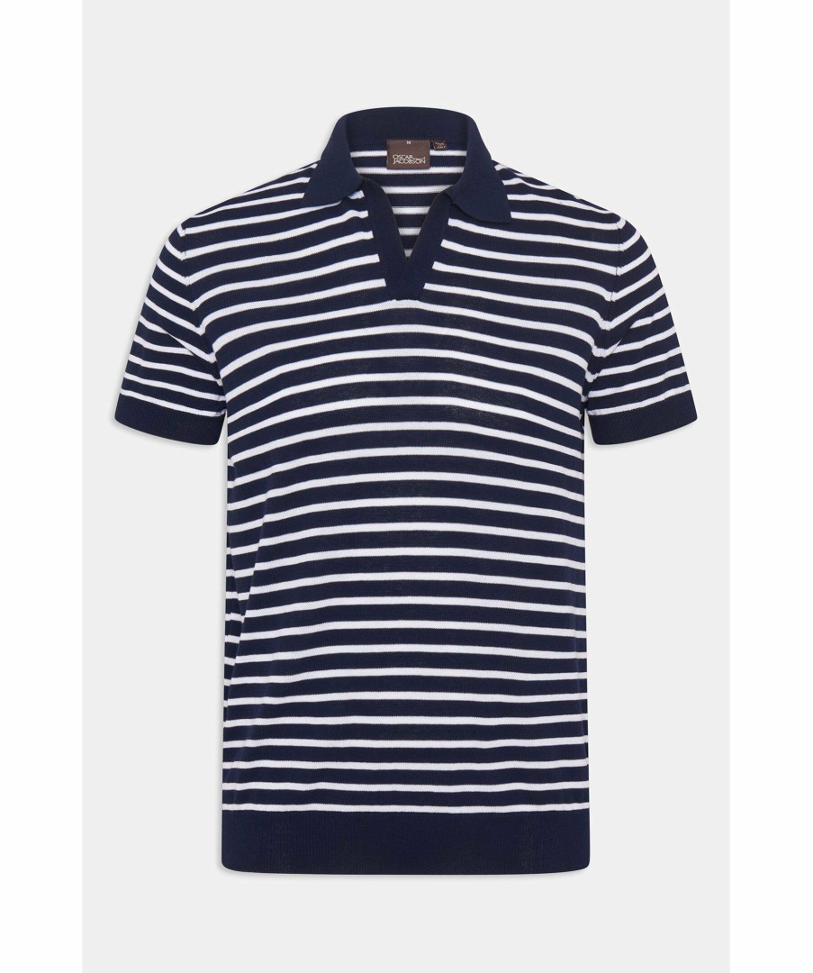 Man Oscar Jacobson Piketrojor | Davon Strpe Poloshirt