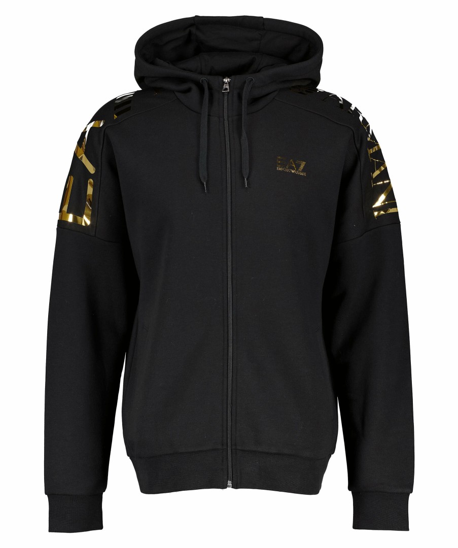 Man Armani EA7 Trojor & Hoodies | Full Zip Logo Hoodie