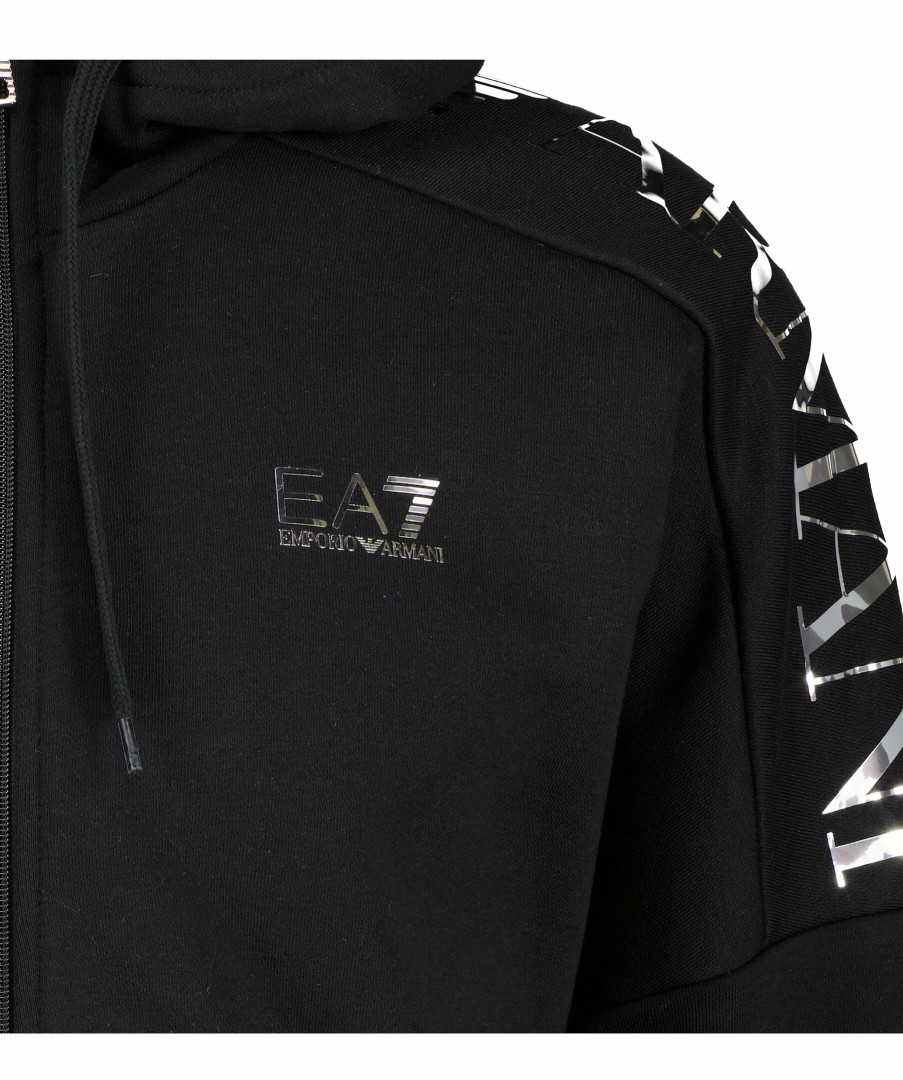 Man Armani EA7 Trojor & Hoodies | Full Zip Logo Hoodie