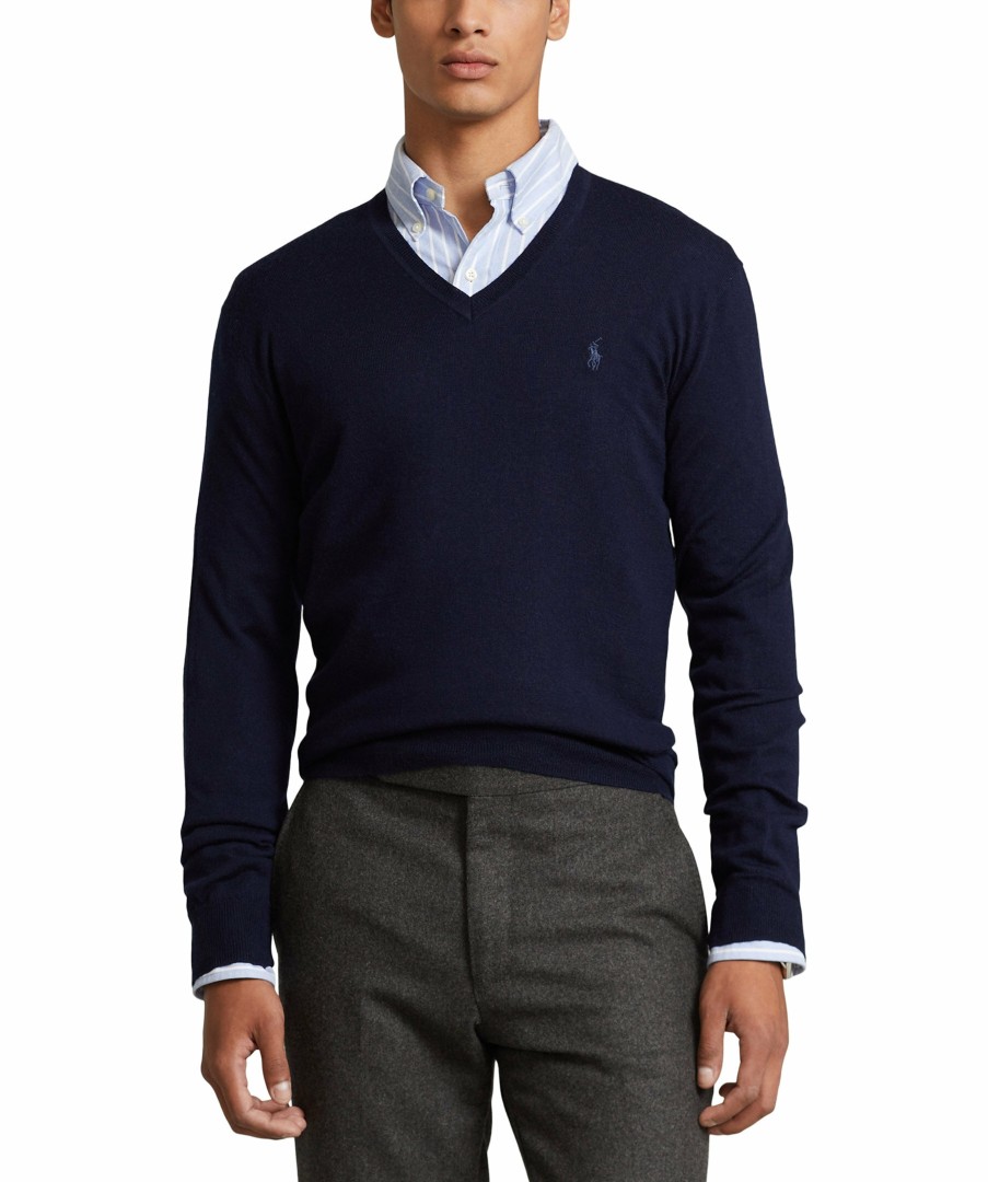 Man Polo Ralph Lauren Trojor & Hoodies | Merino Wool V-Neck