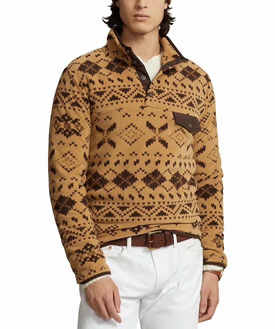 Man Polo Ralph Lauren Fleece & Pile | Aop Mockneck Sweater