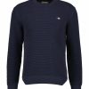 Man Gant Trojor & Hoodies | Textured Cotton C-Neck