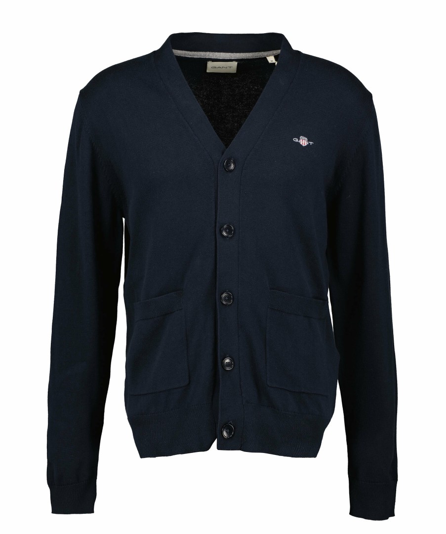 Man Gant Trojor & Hoodies | Classic Cotton V-Cardigan