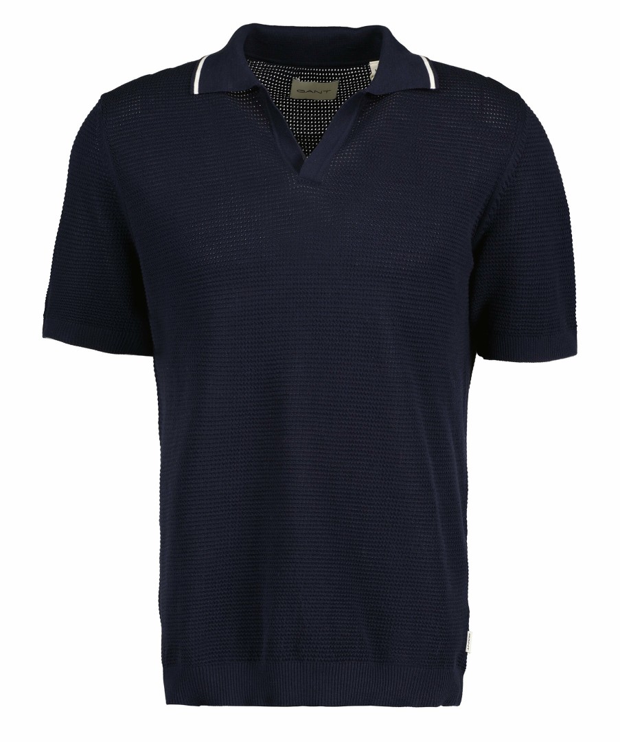 Man Gant Piketrojor | Cotton Texture Open Polo