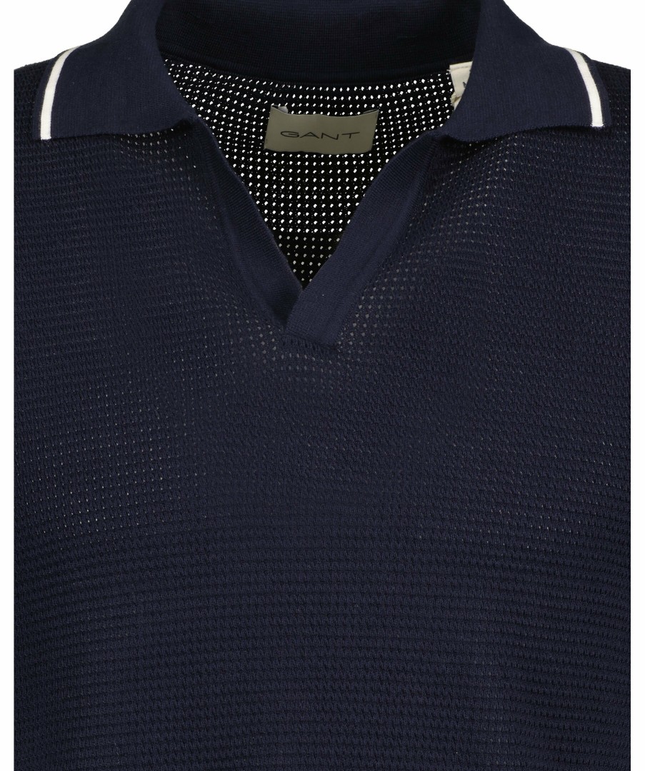 Man Gant Piketrojor | Cotton Texture Open Polo