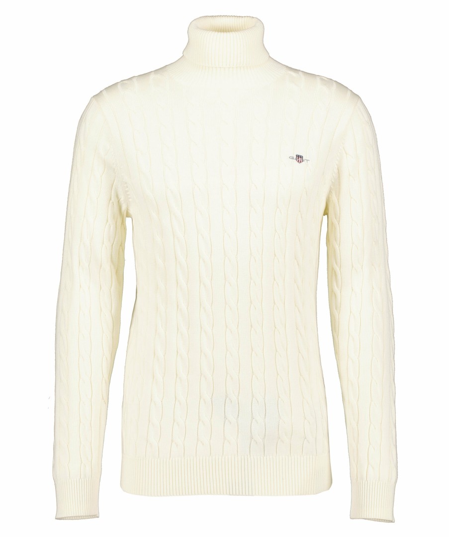 Man Gant Trojor & Hoodies | Cotton Cable Turtle Neck