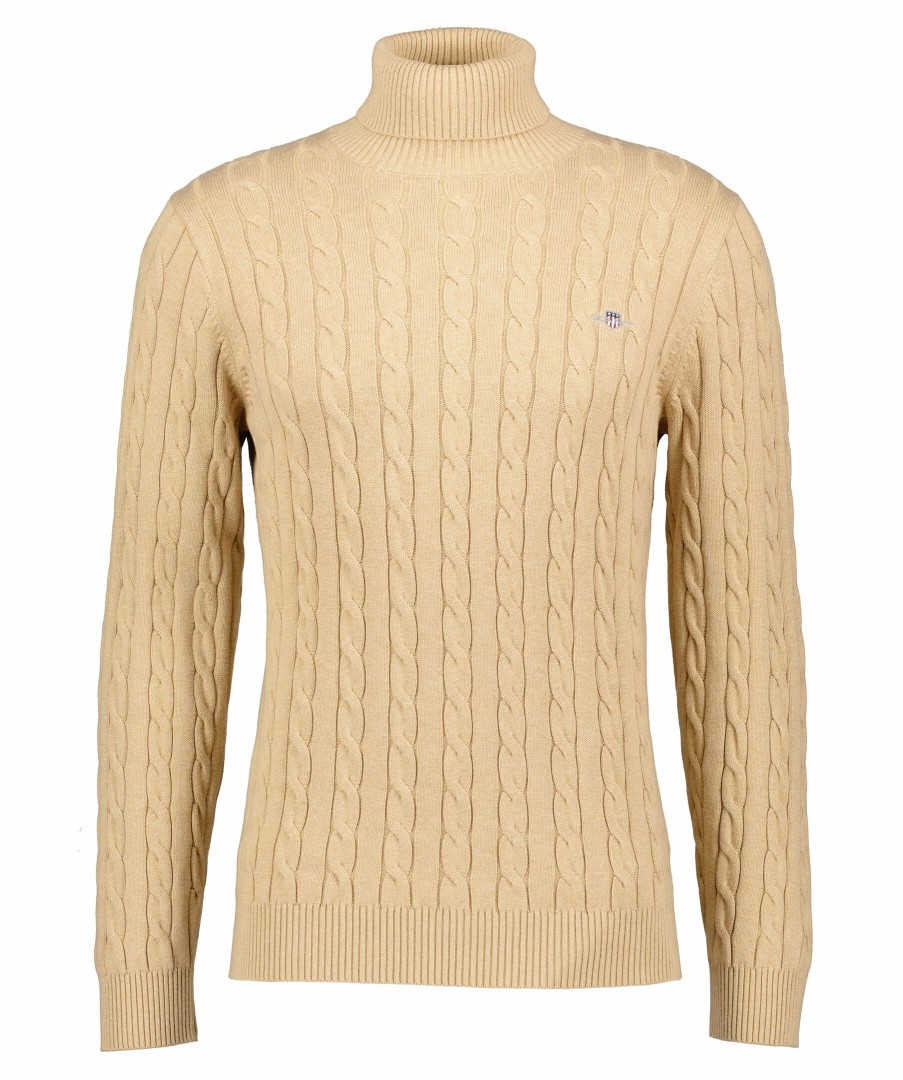 Man Gant Trojor & Hoodies | Cotton Cable Turtle Neck