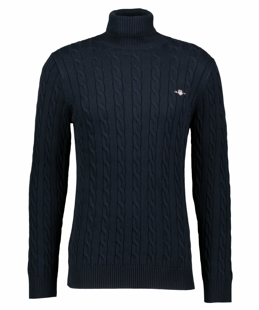 Man Gant Trojor & Hoodies | Cotton Cable Turtle Neck