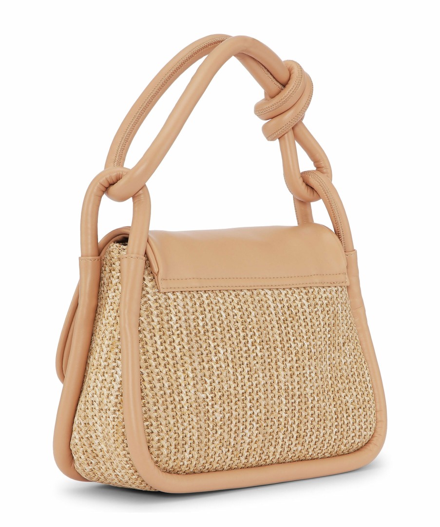 Kvinna Ganni Handvaskor | Knot Flap Raffia Bag