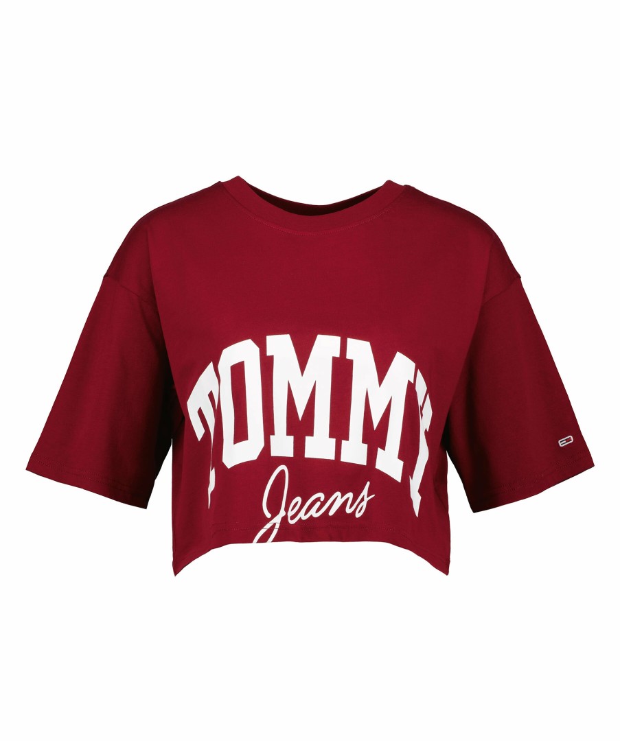 Kvinna Tommy Jeans T-Shirts | Tjw Crop Varsity Tee