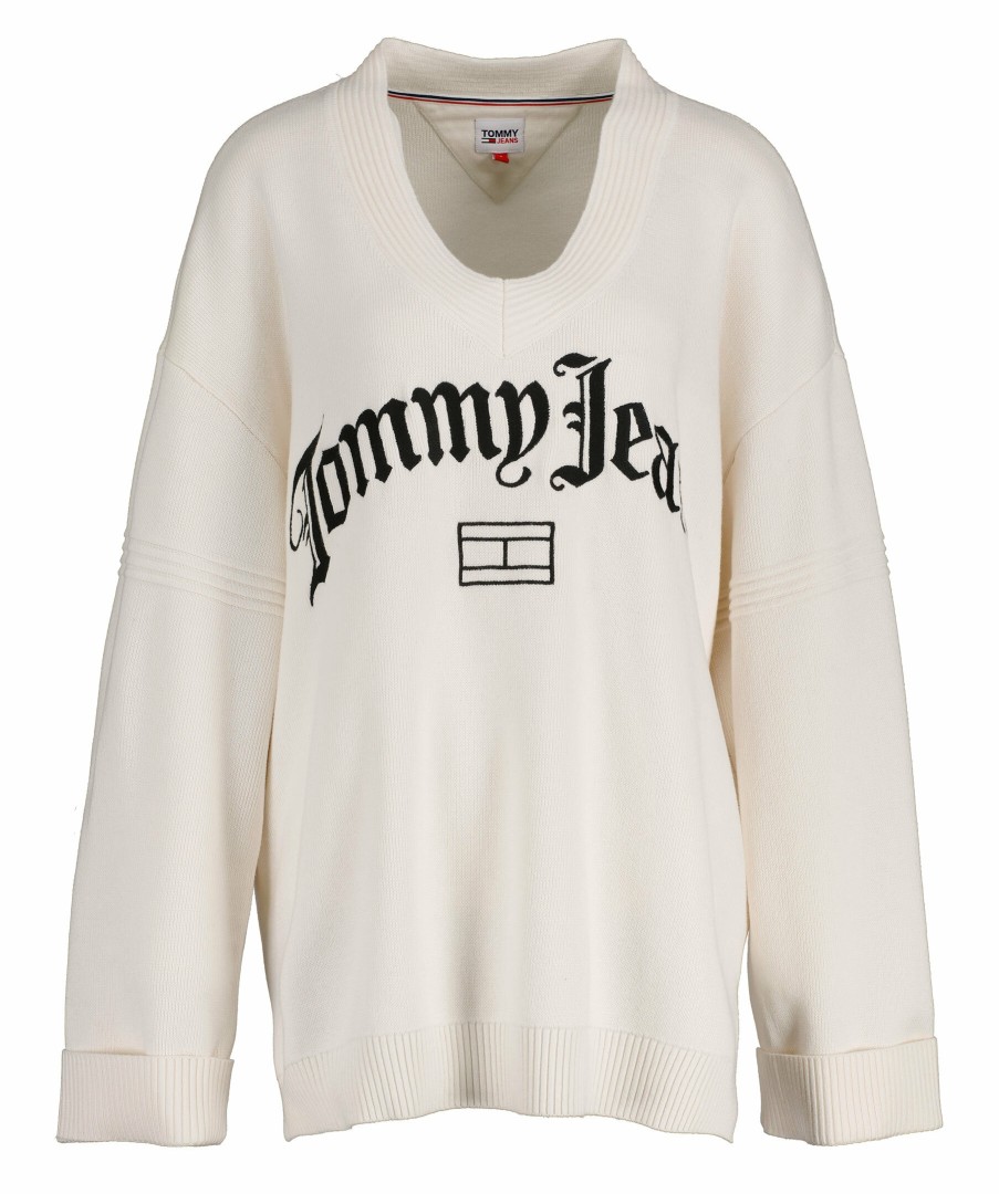 Kvinna Tommy Jeans Trojor & Hoodies | Tjw Oversized V-Neck Knit