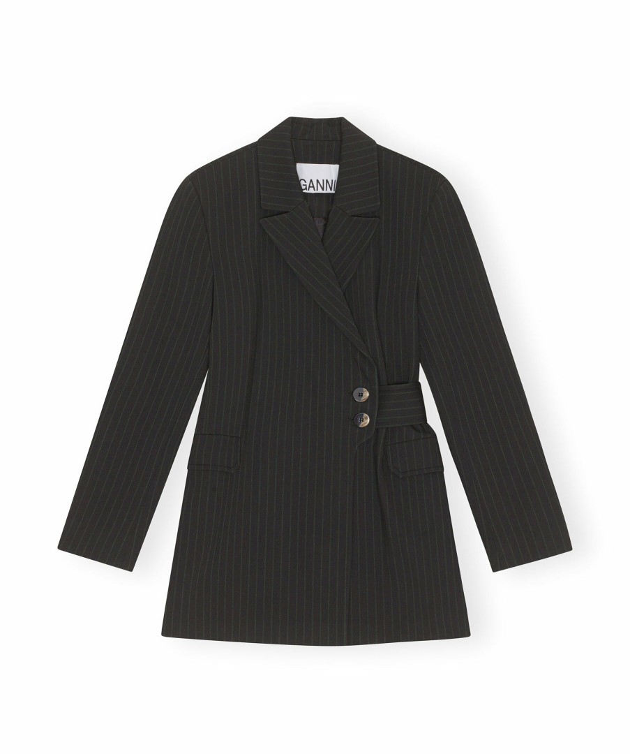 Kvinna Ganni Kavajer | Stretch Pinstripe Blazer