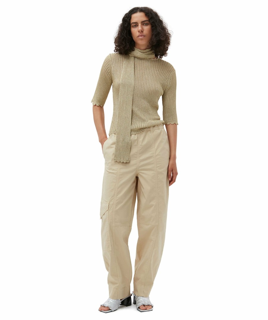 Kvinna Ganni Byxor | Washed Canvas Cargo Pant