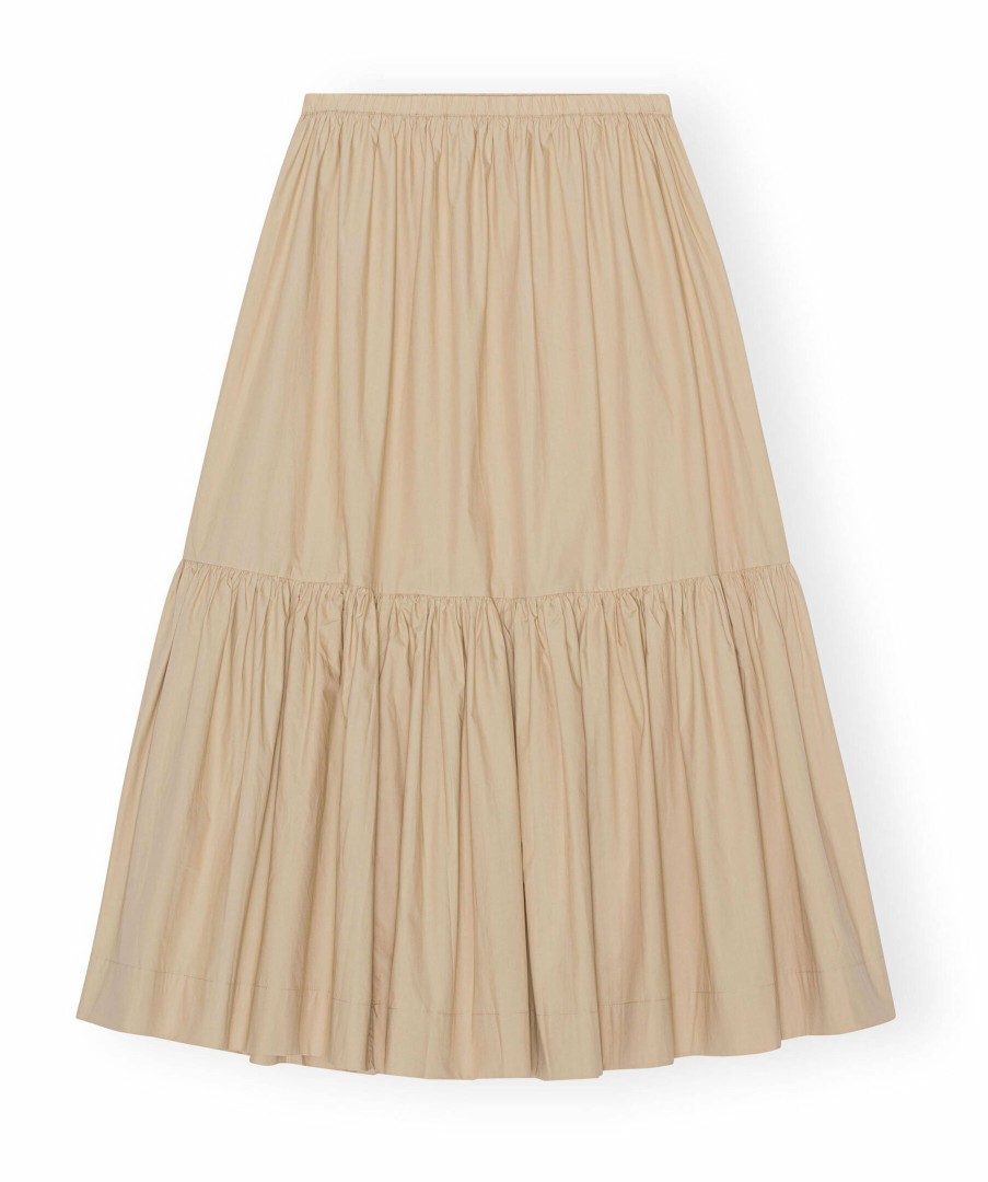 Kvinna Ganni Kjolar | Cotton Poplinmaxi Skirt