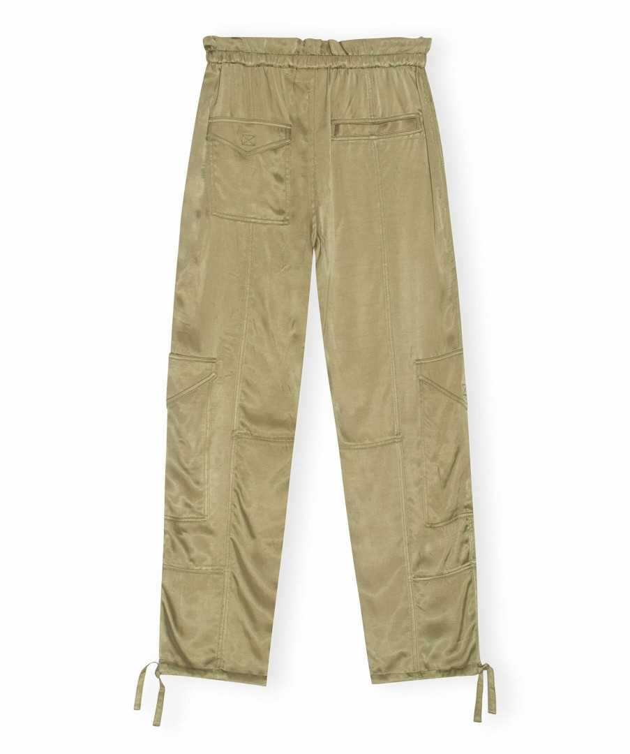 Kvinna Ganni Byxor | Washed Satin Cargo Pant