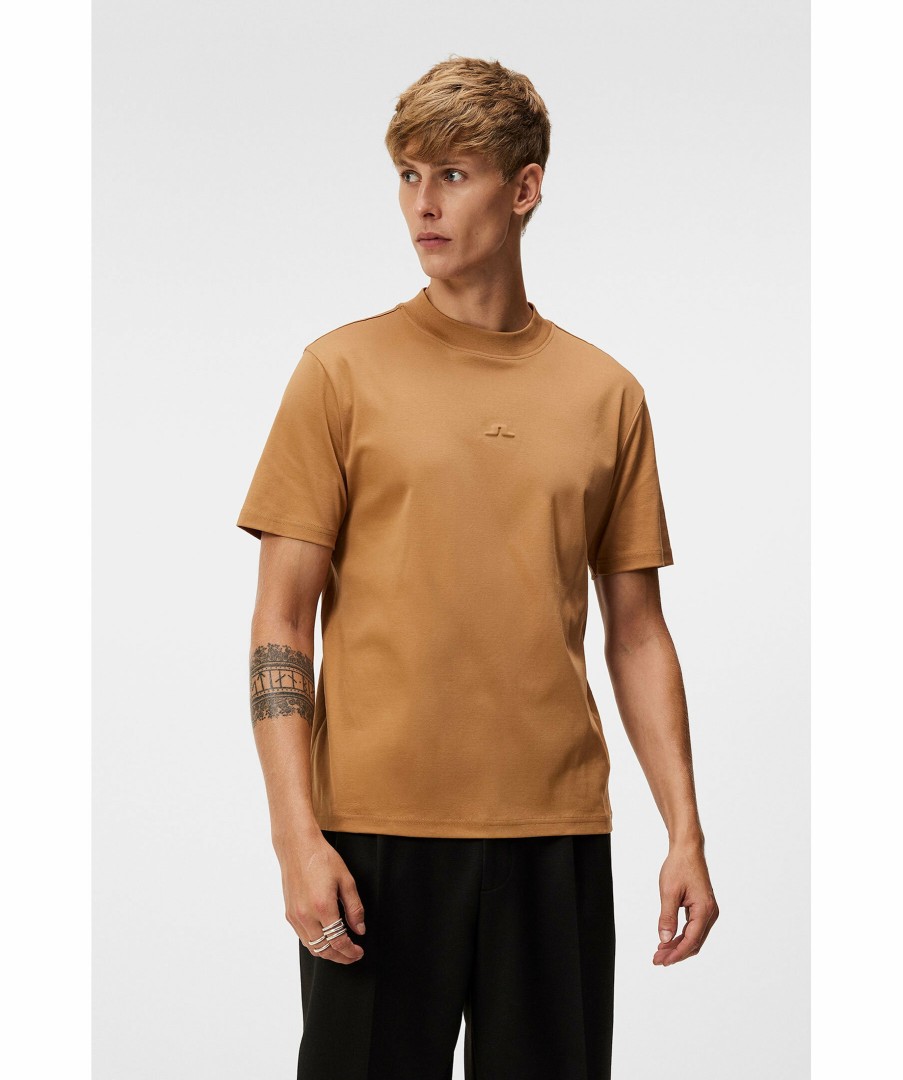 Man J Lindeberg T-Shirts | Adan Logo Mock Neck Tee