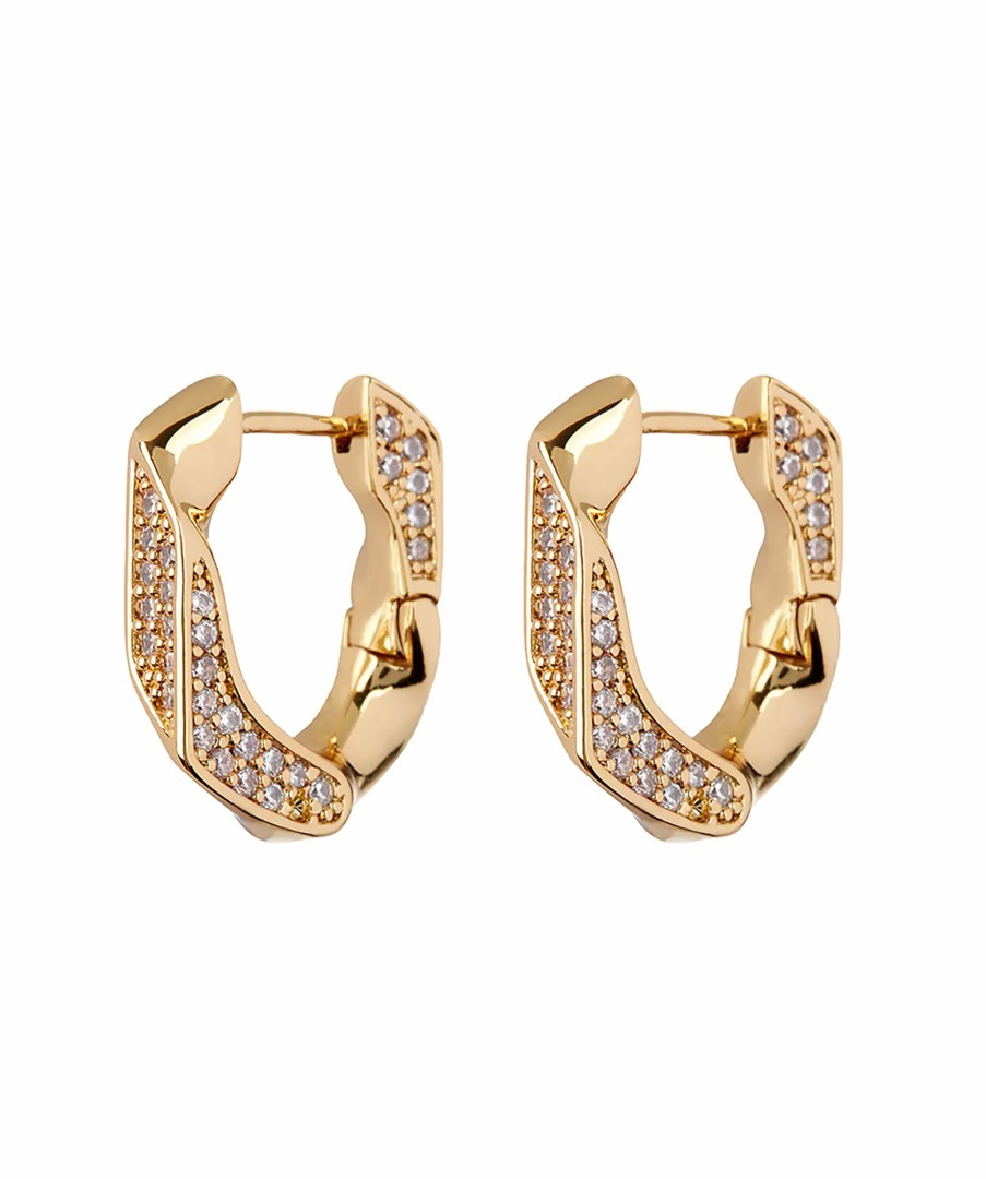 Kvinna Luv Aj Smycken | Pave Cuban Link Earring