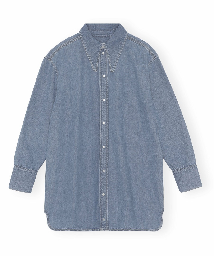 Kvinna Ganni Skjortor | Light Denim Shirt